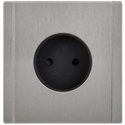 FORTE&PIANO Розетка 1-местная без заземления с защитными шторками винтовое крепление 10А FP717M металл никель IEK