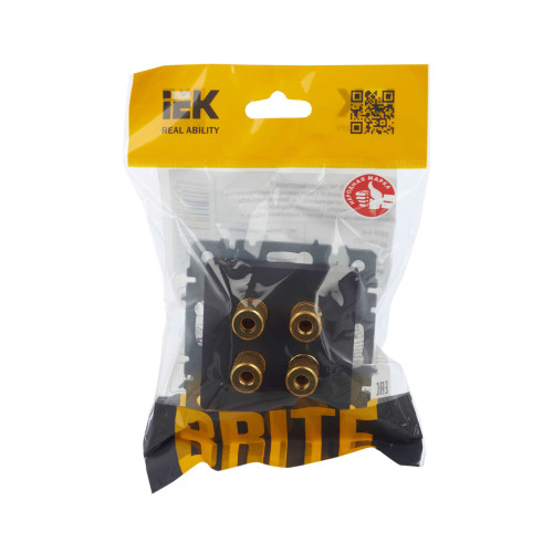 BRITE Аудиорозетка 4-местная РА10-БрГ графит IEK