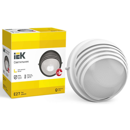 Светильник НПП1107 круг ресничка 100Вт IP54 белый IEK