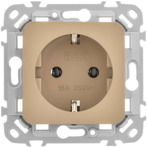 FLITE Розетка с заземлением без защитных шторок безвинтовое крепление 16А РС11-1-ФлХ хаки IEK