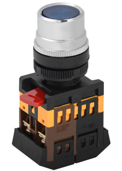 Кнопка ABLF-22 синий d=22мм неон/240В1з+1р IEK