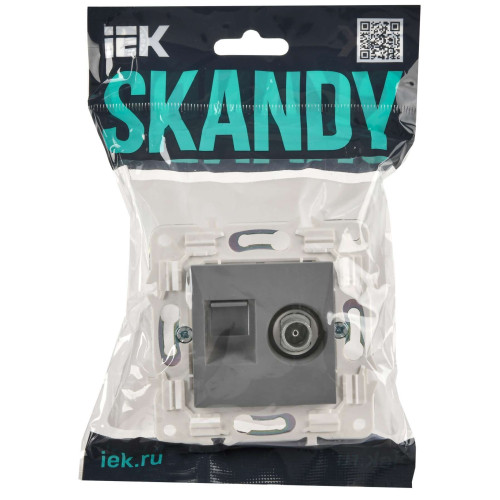 SKANDY Розетка двойная TV+RJ45 кат.6 SK-A15Gr серый IEK