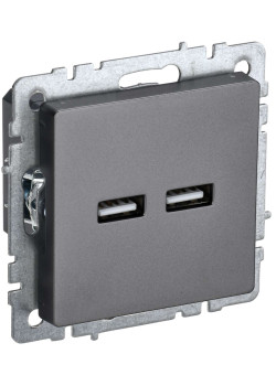 BRITE Розетка USB A+A 5В 3,1А РЮ10-1-БрС сталь IEK