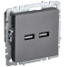 BRITE Розетка USB A+A 5В 3,1А РЮ10-1-БрС сталь IEK
