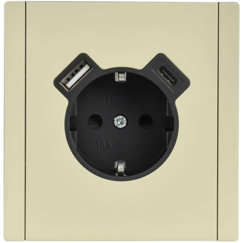 FORTE&PIANO Розетка 1-местная с заземлением с защитными шторками винтовое крепление 16А USB A+C 18Вт FP847M металл серый сланец IEK FORTE&PIANO Розетка 1-местная с заземлением с защитными шторками винтовое крепление 16А USB A+C 18Вт FP847M металл серый сланец IEK