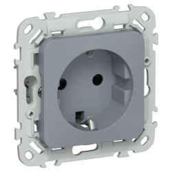 FLITE Розетка с заземлением с защитными шторками безвинтовое крепление 16А РСш11-1-ФлМ маренго IEK