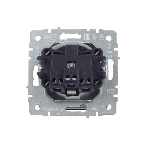 BRITE Розетка 1-местная с заземлением с защитными шторками и крышкой 16А IP44 РСбш10-3-44-БрЧ черный IEK