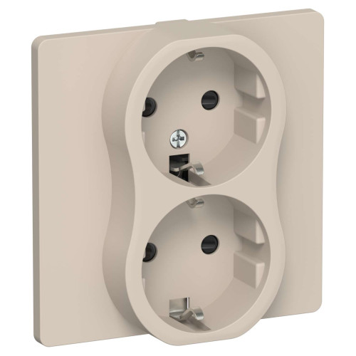 FLITE Розетка 2-местная с заземлением с защитными шторками безвинтовое крепление 16А РСш12-1-К-ФлЛ льняной IEK