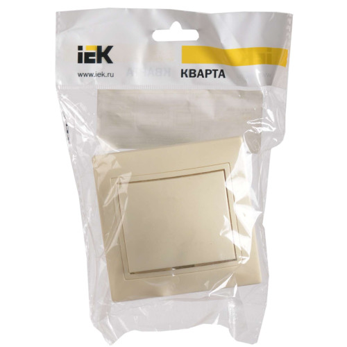 KVARTA Выключатель 1-клавишный 10А ВС10-1-0-ККм кремовый IEK