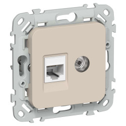 FLITE Розетка 2-местная RJ45/TV категория 5Е UTP РКТВ5е-2-0-ФлЛ льняной IEK
