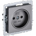 BRITE Розетка 1-местная без заземления с защитными шторками 10А РСш10-2-БрС сталь IEK