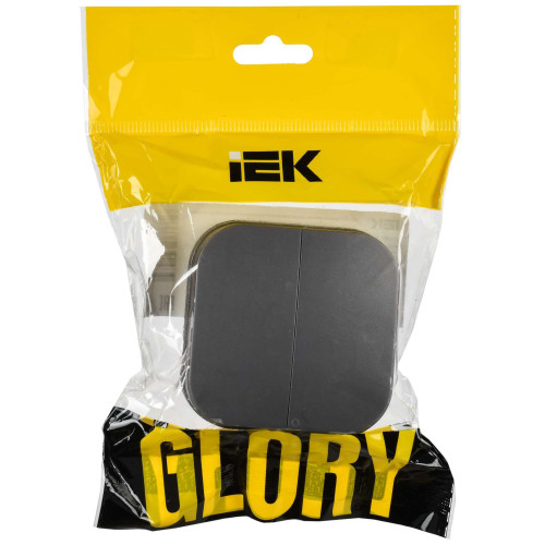 GLORY Выключатель 2-клавишный для открытой установки 10А ВС20-2-0-ХСм сталь матовый IEK