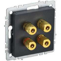 BRITE Аудиорозетка 4-местная РА10-БрЧ черный IEK
