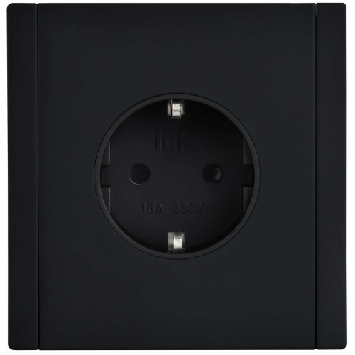 FORTE&PIANO Розетка 1-местная с заземлением с защитными шторками безвинтовое крепление 16А FP113M металл черный IEK