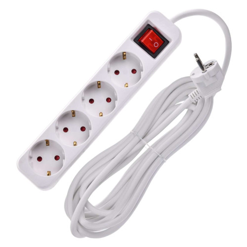 UMA Удлинитель У04К 4 места 2P+PE 5м 3х1,5мм2 16А белый IEK