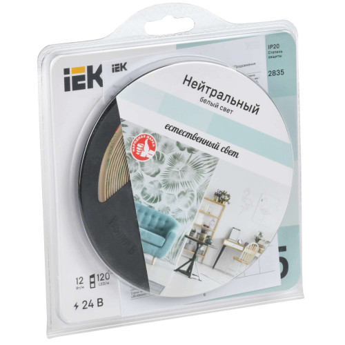 Лента светодиодная 5м LSR-2835NW120-12-IP20-24В IEK