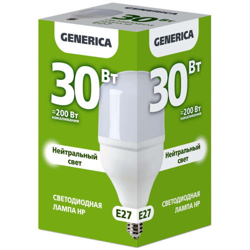 Лампа светодиодная HP 30Вт 230В 4000К E27 GENERICA
