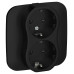 FLITE Розетка 2-местная с заземлением с защитными шторками 16А РСш12-0-А-ФлЧ черный IEK