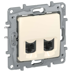 IEKETIKA Розетка компьютерная двойная RJ45 категория 6 UTP 6723541 слоновая кость IEK