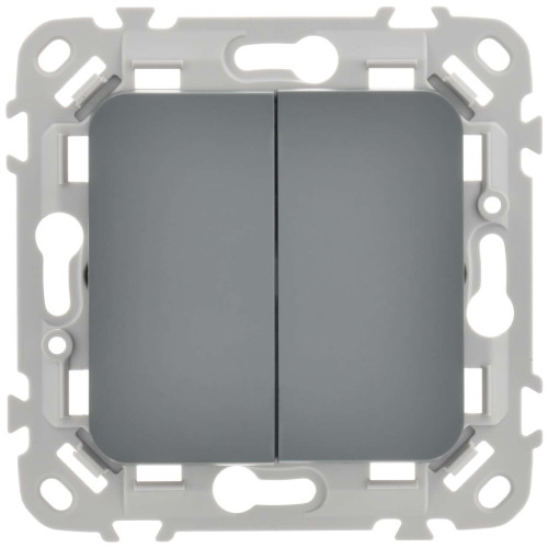 FLITE Выключатель 2-клавишный 10А ВС12-1-0-ФлМА мокрый асфальт IEK