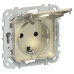 FLITE Розетка с заземлением с защитными шторками и крышкой 16А IP44 РСшкр11-0-44-ФлШ шампань IEK