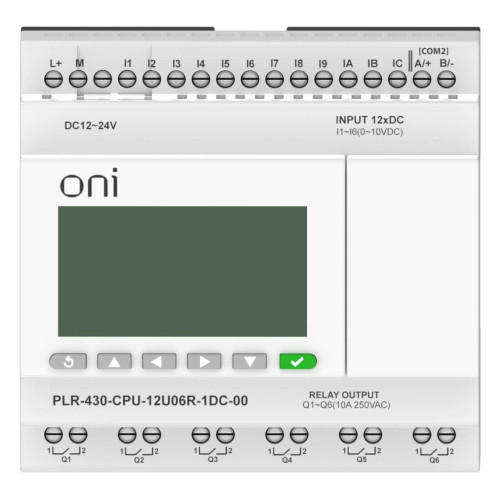 ПЛК 430 Модуль ЦПУ 6 DI 6 UI (0-10 В/DI) 6 RO 24В DC с экраном ONI