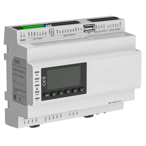 ПЛК для HVAC систем модуль ЦПУ с 5DI 7DO 6AI 3AO LCD экраном 2 портами RS485 и 1 портом Ethernet память для программ пользователя 1Мб ONI