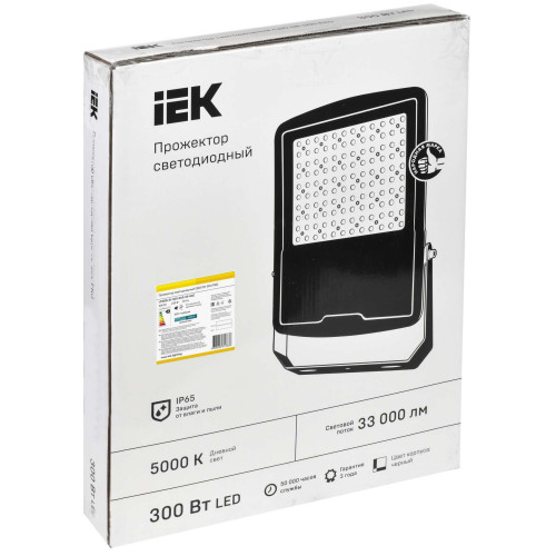 Прожектор светодиодный СДО 08-300 PRO 40х90град 5000К IP65 черный IEK