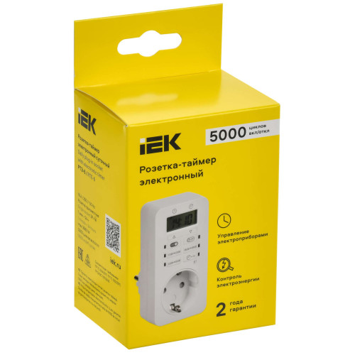 РТЭ-6 Розетка-таймер электронный 1мин 24ч 16А IP20 IEK
