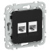 FLITE Розетка 2-местная RJ45/RJ11 категория 5Е/3 UTP РКТ5е/3-2-0-ФлЧ черный IEK