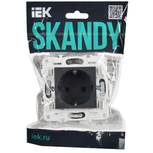 SKANDY Розетка с заземлением с защитными шторками 16А безвинтовое крепление SK-R06G графит IEK