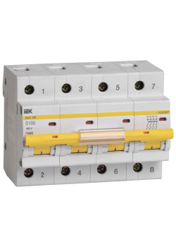 KARAT Автоматический выключатель ВА47-100 4P D 100А 10кА IEK