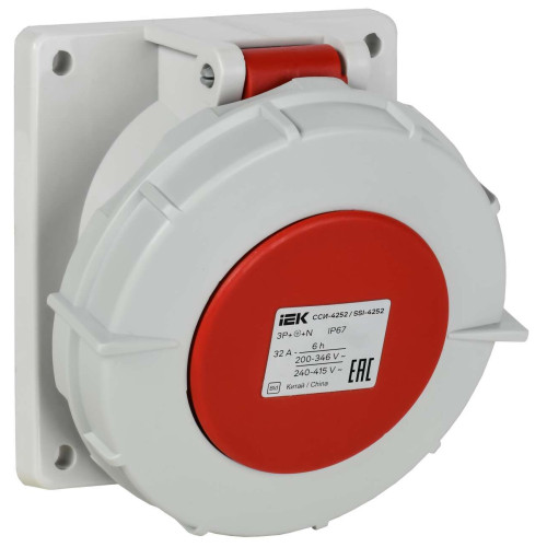 Розетка встраиваемая ССИ-4252 32А-6ч/380В 3P+PE+N IP67 IEK