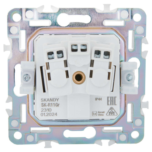 SKANDY Розетка 1-местная с заземлением с защитными шторками и крышкой 16А IP44 SK-R11Gr серый IEK