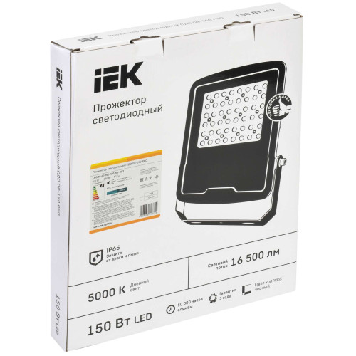 Прожектор светодиодный СДО 08-150 PRO 120град 5000К IP65 черный IEK