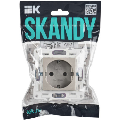 SKANDY Розетка с заземлением без защитных шторок 16А SK-R05Sh шампань IEK