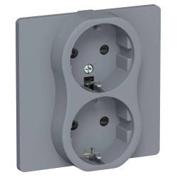 FLITE Розетка 2-местная с заземлением с защитными шторками безвинтовое крепление 16А РСш12-1-К-ФлМ маренго IEK