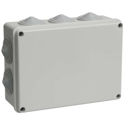 Коробка распаячная КМ41244 для открытой проводки безгалогенная (HF) 190х140х70мм IP55 10 гермовводов серая IEK