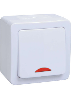 Выключатель 1-клавишный для открытой установки с индикацией ВС20-1-1-ГПБ IP54 ГЕРМЕС PLUS (цвет клавиши: белый) IEK