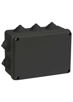 Коробка распаячная КМ41241 для открытой проводки безгалогенная (HF) 150х110х70мм IP44 10 гермовводов черная (RAL 9005) IEK