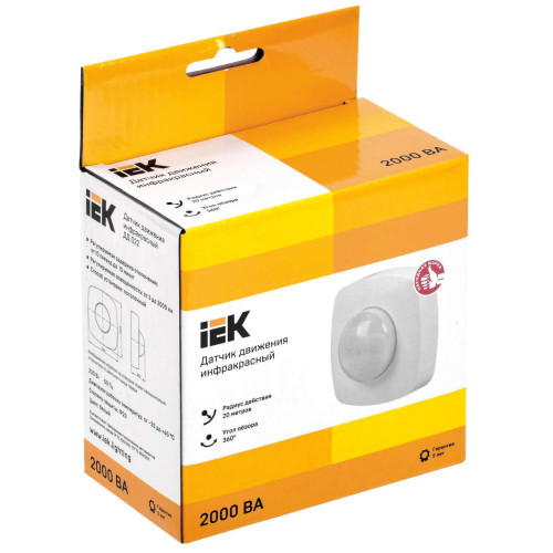 Датчик движения ДД-022 2000Вт 360град 4мх20м IP20 белый IEK