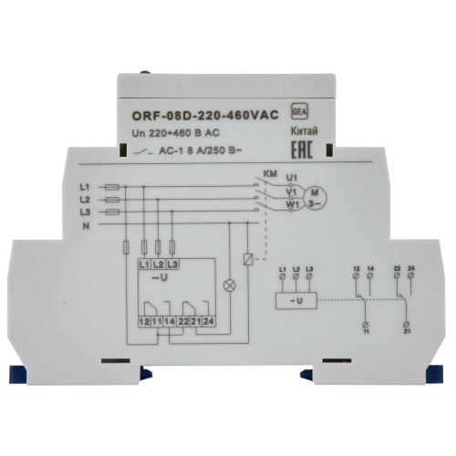 Реле контроля фаз ORF-08D 3 фазы 2 контакта 220-460В AC ONI
