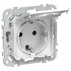 FLITE Розетка с заземлением с защитными шторками и крышкой 16А IP44 РСшкр11-0-44-ФлБ белый IEK
