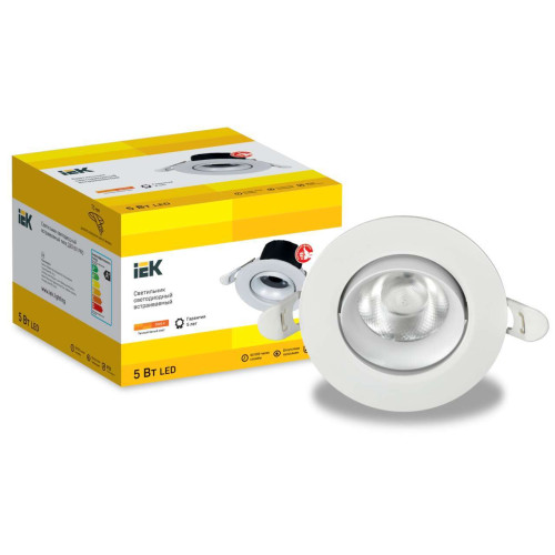 LIGHTING PRO Светильник светодиодный поворотный ДВО 1811 5Вт 3000К IP20 круг белый IEK