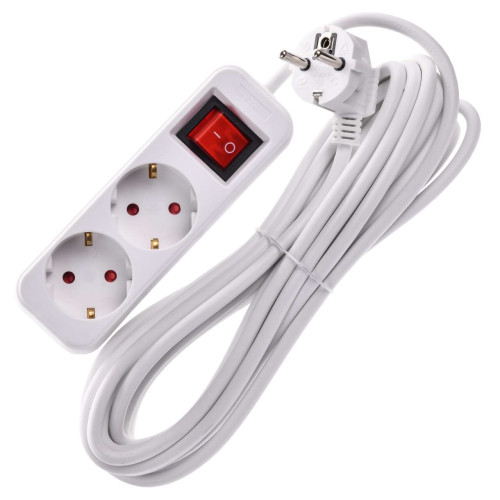 UMA Удлинитель У02К 2 места 2P+PE 5м 3х1мм2 10А белый IEK