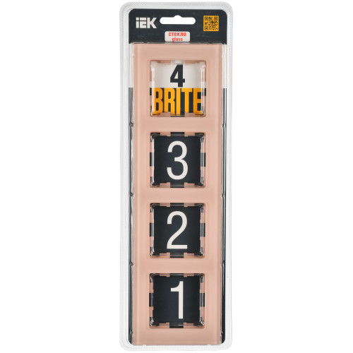 BRITE Рамка 4-местная РУ-4-2-БрП стекло персиковый матовый IEK