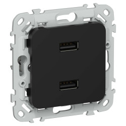 FLITE Розетка USB A+A 3,1А РЮ-2-ФлЧ черный IEK
