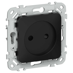 FLITE Розетка без заземления с защитными шторками 10А РСш01-0-ФлЧ черный IEK