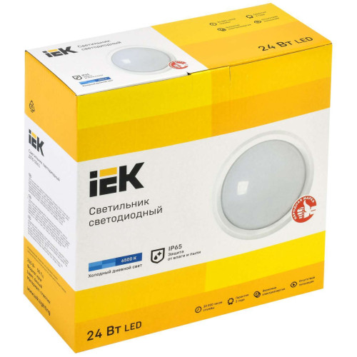 Светильник светодиодный ДПО 5051 18Вт 6500К IP65 круг белый IEK