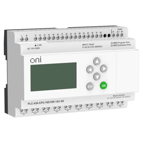 ПЛК 430 Модуль ЦПУ 16 DI 10 RO 220В AC с Ethernet портом с экраном ONI